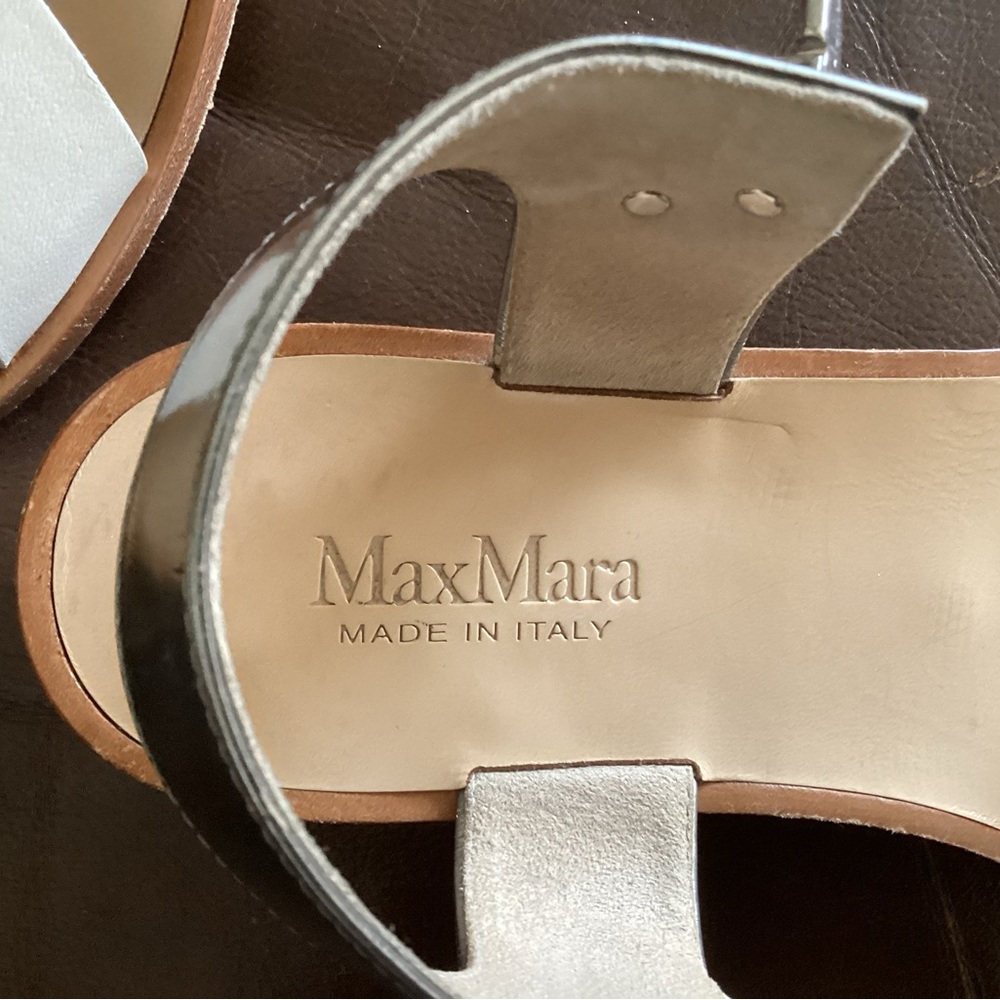 MaxMara Metallic Silver Leather Sandals for Women